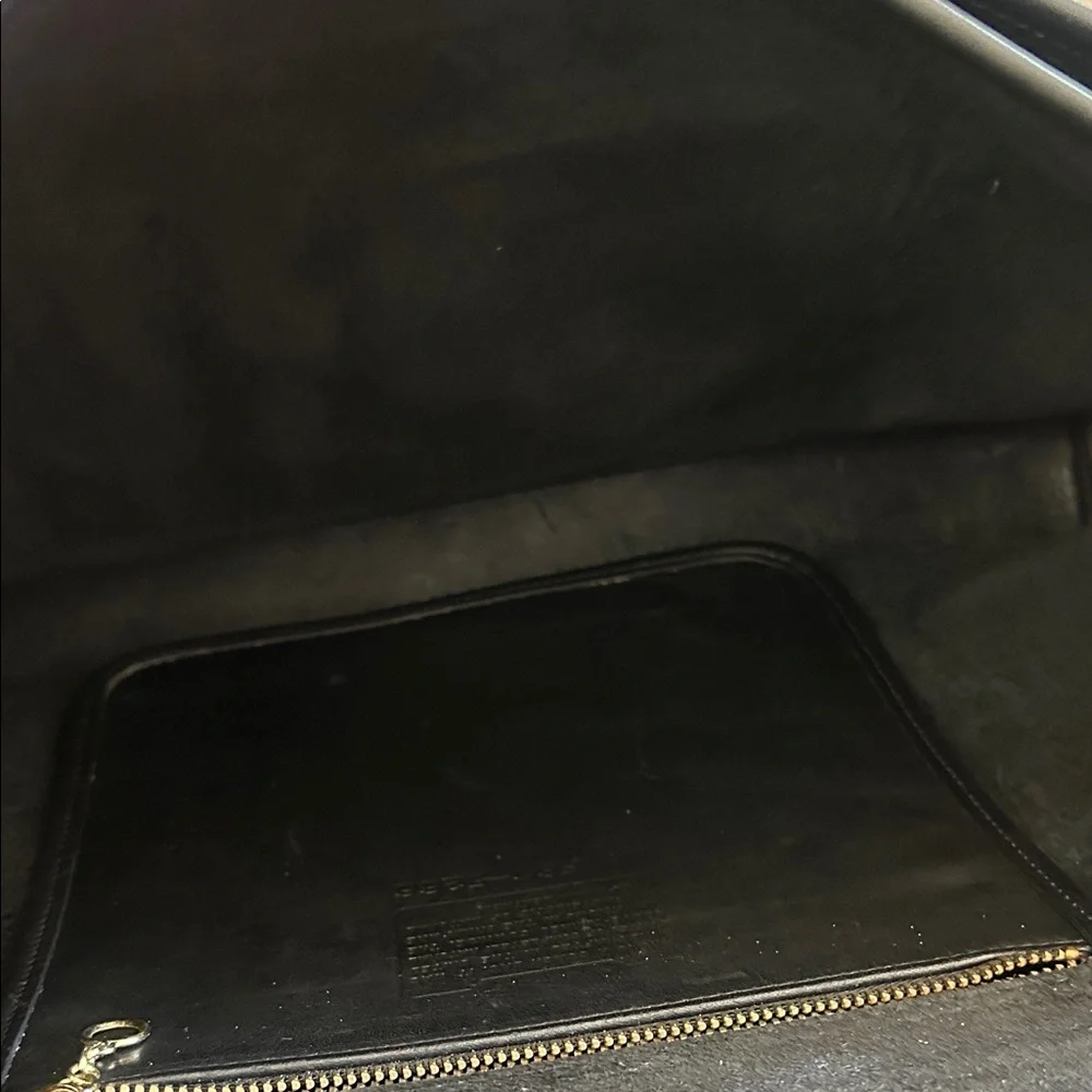 Coach Black Leather Briefcase with Gold-Tone Turn Lock